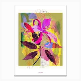 Fuchsia 1 Neon Flower Collage Poster Canvas Print