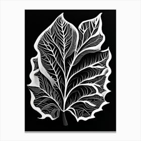 Plum Leaf Linocut 4 Canvas Print