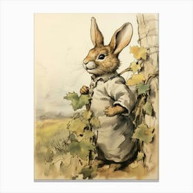 Storybook Animal Watercolour Rabbit 5 Canvas Print