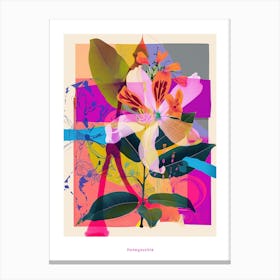 Honeysuckle 2 Neon Flower Collage Poster Canvas Print