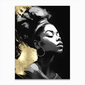 Black Girl with Gold Abstract 15 Canvas Print