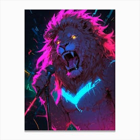 Neon Lion Canvas Print