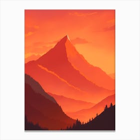 Misty Mountains Vertical Composition In Orange Tone 56 Canvas Print