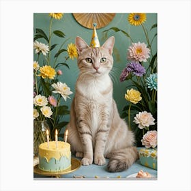 Party Cat Celebrating Birthday Canvas Print