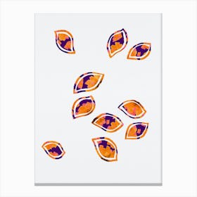 Abstract Orange Purple Scattered Leaves Silhouette Canvas Print