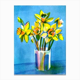 Vase Of Daffodil Flowers Canvas Print