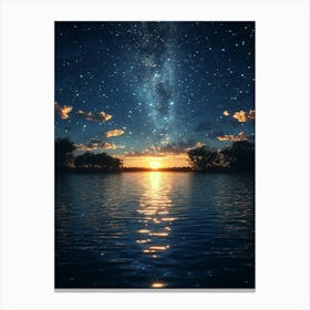 Starry Sky Over Water 6 Canvas Print