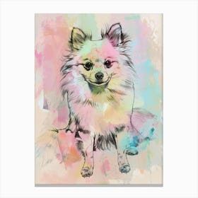 Pomeranian Dog Pastel Line Watercolour Illustration  3 Canvas Print