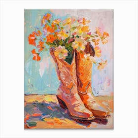 Cowboy Boots And Wildflowers Primrose Canvas Print