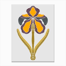 Iris Folk Art Flower Retro Style Canvas Print