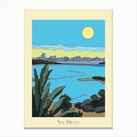 Poster Of Minimal Design Style Of San Diego California, Usa 1 Canvas Print
