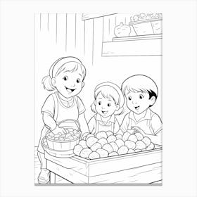 Line Art Inspired By The Potato Eaters 2 Canvas Print