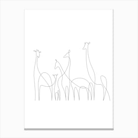 Camels, Line Art, Nature, Outline, Art, Wall Print Canvas Print
