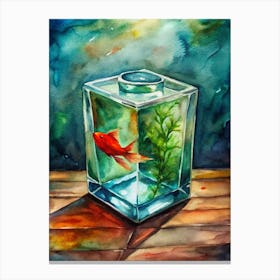 Goldfish In A Cube Canvas Print