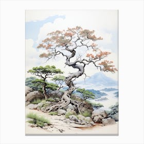 Okinawa Islands In Okinawa, Japanese Brush Painting, Ukiyo E, Minimal 3 Canvas Print