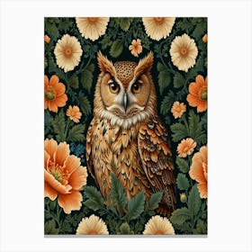 William Morris inspired owl print 1 Canvas Print