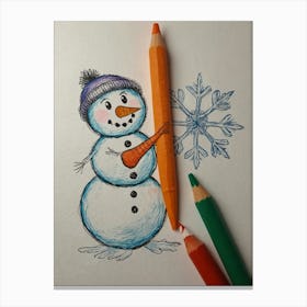 Snowman Drawing 2 Canvas Print