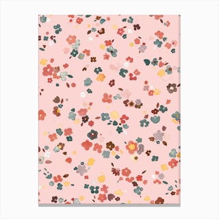 Ditsy Flowers Pastel Pink Canvas Print