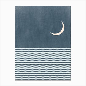 Crescent Moon Ocean Wave Canvas Print