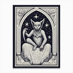 Gargoyle Tarot Card B&W 5 Canvas Print