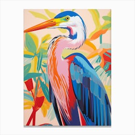 Colourful Bird Painting Great Blue Heron 5 Canvas Print