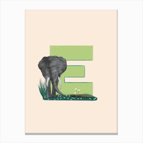 Letter E Elephant Canvas Print