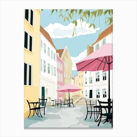 Stavenger, Norway, Flat Pastels Tones Illustration 2 Canvas Print