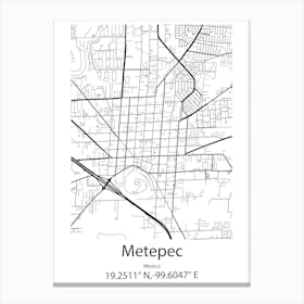 Metepec,Mexico Minimalist Map Canvas Print