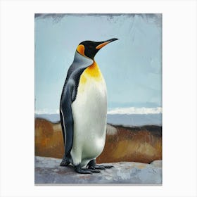 King Penguin Santiago Island Colour Block Painting 4 Canvas Print