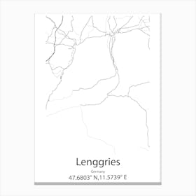 Lenggries,Germany Minimalist Map Canvas Print