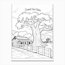 The Golden Oak Ranch (Inside Out) Fantasy Inspired Line Art 4 Canvas Print