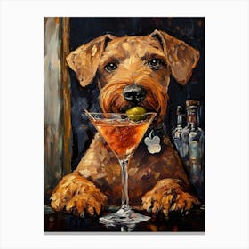 Airedale Welshie At The Bar 9 Canvas Print