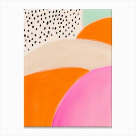 Pastel orange-pink Abstrake Punkte Kunst, gute Laune Sommer Print Malerei 2 Canvas Print