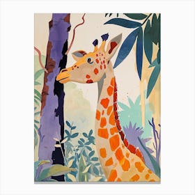 Giraffe Scratching Against The Tree Portrait 4 Canvas Print