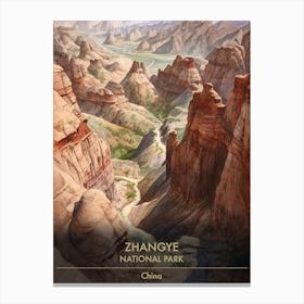 Zhangye National Park China Watercolour 4 Canvas Print