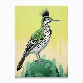 Ohara Koson Inspired Bird Painting Roadrunner 1 Canvas Print