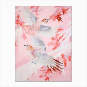 Pink Ethereal Bird Painting Finch 1 Canvas Print