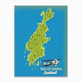 Isle Of Gigha Scotland Travel Map Canvas Print