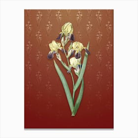 Vintage Elder Scented Iris Botanical on Falu Red Pattern n.0506 Canvas Print