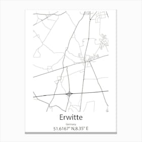 Erwitte,Germany Minimalist Map Canvas Print