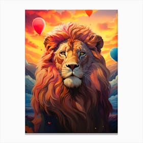 Lion With Balloons Canvas Print