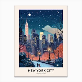 Winter Night  Travel Poster New York City Usa 2 Canvas Print