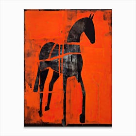Horse, Woodblock Animal  Drawing 2 Canvas Print