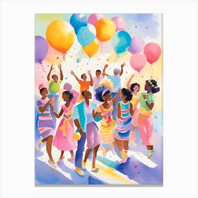 People Dancing With Balloons Canvas Print