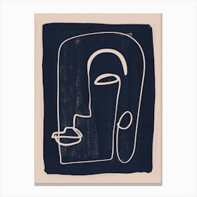 Abstract Face In Navy Canvas Print