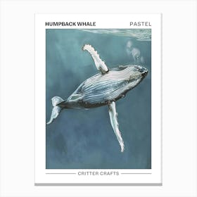 Humpback Whale Pastel Watercolour 4 Poster Stampe su tela