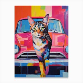 Oldsmobile 442 Vintage Car With A Cat, Matisse Style Painting 2 Canvas Print