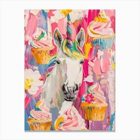 Unicorn Rainbow Cupcake Painting Canvas Print