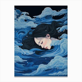 Girl In The Ocean Canvas Print