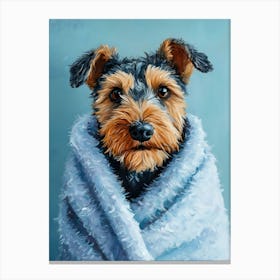 Terrier In Bath Towel 4 Canvas Print